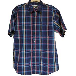 Vintage Ivy Club Classics Hi Count Gingham Short Sleeve Button Large Colorful